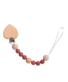 Factory Price Heart Silicone and Wooden Pacifier Clip - Red