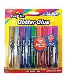 CraZart Pack of 9 Washable Glitter Glue