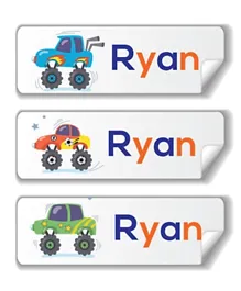 Twinkle Hands Personalized Waterproof Labels Monster Truck - 30 Pieces