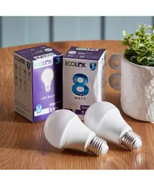 HomeBox Ecolink 8W E27 Day Light LED Bulb - Set of 2