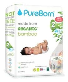 PureBorn Alue Pack Organic Nappies - 64 Pieces