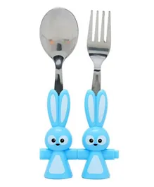 Brain Giggles Bunny Fork & Spoon Set - Blue