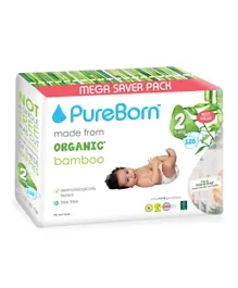PureBorn Organic Nappy Value Pack Tropic Size 2 - 128 Pieces