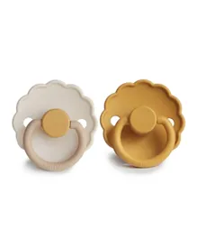 FRIGG Daisy Silicone Baby Pacifier 2-Pack Chamomile/Honey gold - Size 1