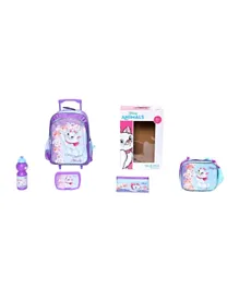 Marie Trolley Backpack + Pencil Pouch + Lunch Bag + Lunch Box + Water Bottle - Set of 5