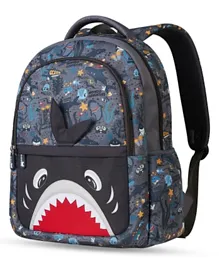نوهوو - حقيبة مدرسية للأطفال بتصميم القرش - رمادي 16 بوصة