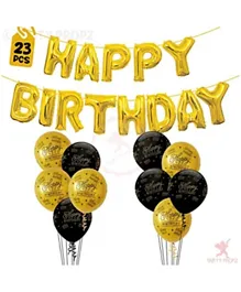 Party Propz Happy Birthday Foil Balloons Combo Golden - Pack of 23