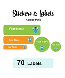 Ladybug Labels Personalised Name Combo Labels Nick - Pack of 70