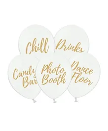 PartyDeco 12' Pastel Pure White Printed Balloons - Pack of 5