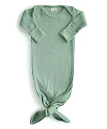 Mushie Ribbed Knotted Baby Gown - Roman Green