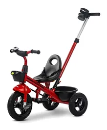 بايبي دراجة ثلاثية العجلات قابلة للتحويل 2 في 1 مع مقبض دفع قابل للتعديل للوالدين وحزام أمان - أحمر