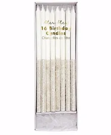 Meri Meri  Glitter Dipped Candles Pack of 16 -  Silver