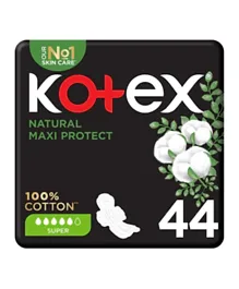 Kotex Maxi Cotton Super Sanitary Pads - Pack of 44