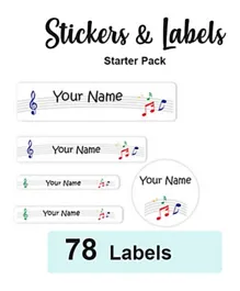 Ladybug Labels Personalised Starter Pack Name Labels Music - Pack of 78