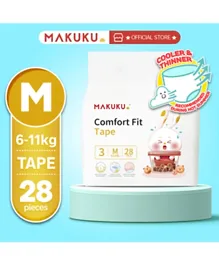 MAKUKU Comfort Fit Tape Diapers Size 3 Medium - 28 Pieces