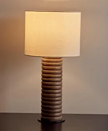 HomeBox Galena Wooden Lamp with Natural Cotton Shade