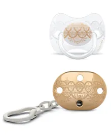 Suavinex  Silicone Soother + Clip - Golden