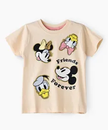 UrbanHaul X Disney Mickey & Friends Cotton Graphic  T-shirt - Beige
