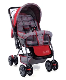 Babyhug Cosy Cosmo Stroller With Reversible Handle & Back Pocket - Bright Red