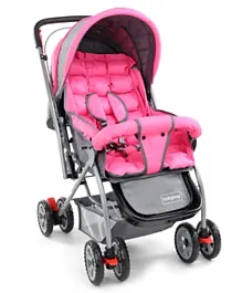 Babyhug Cosy Cosmo Stroller With Reversible Handle and Back Pocket - Blush Pink