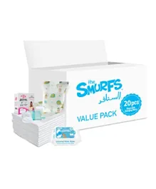Smurfs Disposable Changing Mats Bibs Pixie Breast Pads & Water Wipes - Value Pack
