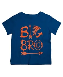 Twinkle Hands Half Sleeves  Big Brother Print Cotton T-Shirt - Navy Blue