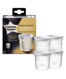 Tommee Tippee Closer to Nature Milk Storage Pots Pack of 4 - White