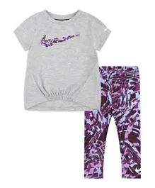 Nike Graphic Top with Leggings Set - Grey