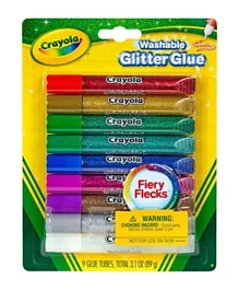 Crayola Fiery Flecks Bold Washable Glitter Glue Multicolor - Pack of 9
