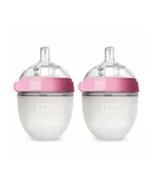 Comotomo - Natural Feel Baby Bottle (Double Pack) - Pink & White, 250 mL