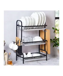 Danube Home Atticus 3-Tier Iron Dish Rack With Polypropylene Cup - Black