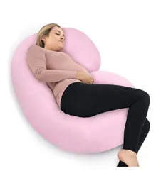 PharMeDoc Pregnancy Pillow with Jersey Cover C Shaped Full Body Pillow -Light Pink