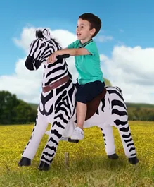 TobysToy Gidygo Ride-on Cycle Kids Operated Animal Riding Zebra - Black and White