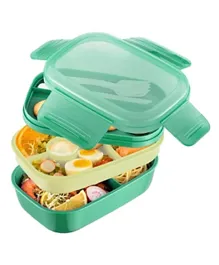 Little Angel Kid's Lunch Box 3 Layered With Cutlery - Green