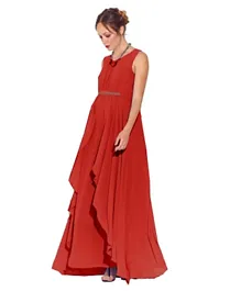 Mums & Bumps Sara  Chiffon Long Maternity Dress - Red