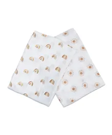 Lulujo Baby Cotton Blankets Rainbow & Suns - Pack of 2