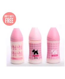 Suavinex Pink Feeding Bottle Buy 2 Get 1 Free Pack of 3 - 270ml each