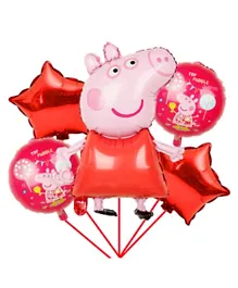 Highland Peppa Pig Foil Balloons for Peppa Pig Theme Birthday Party Decorations - Pack of 5