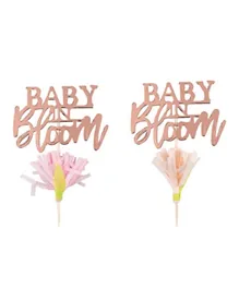 Ginger Ray Rose Gold Floral Cupcake Toppers - Pack of 12