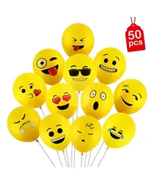 PARTY PROPZ Smiley Balloon Printed Face Expression Latex Balloon 50 Pcs - Yellow