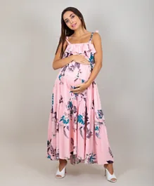 Oh9shop Dahlia Orchid Maxi Maternity Dress - Pink