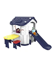 Myts  Indoor Activity 2 in 1 Playhouse with Play Slide + Table N Chair - Blue
