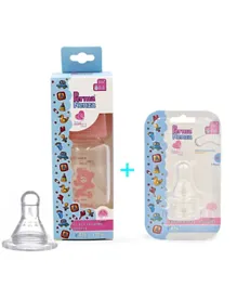 Permanenza Pink Glass Feeding Bottle with Silicone Nipple Teat - 120ml