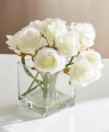 هوم بوكس - تنسيق زهور سيرا روز في مزهرية زجاجية بماء ثابت - أبيض