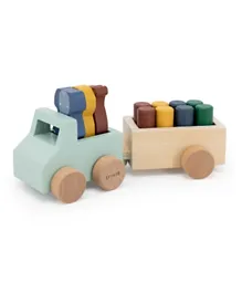 تريكسي - سيارة الحيوانات الخشبية مع مقطورة