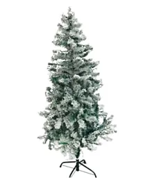 Merry Christmas Pine Tree slim and tall Snow Flocked With Metal Stand - 152.4 cm