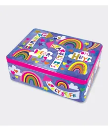 Rachel Ellen Flittered Rectangular Tin Sparkly Bits with Rainbow - Multicolour
