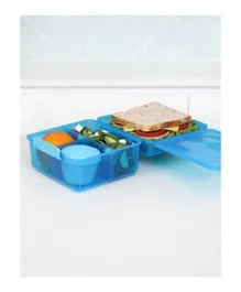 صندوق غداء من سيستيما مع وعاء زبادي 2 لتر - أزرق