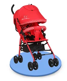 عربة أطفال خفيفة الوزن بتصميم شخصية ميني ماوس من ديزني مع مقصورة تخزين