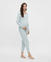 Mamalicious Ankle Length Maternity Pajamas - Light Blue